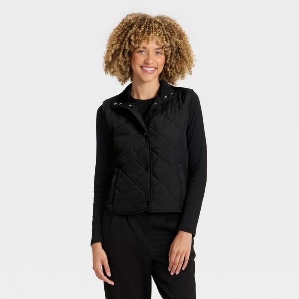 Women's Quilted Vest - A New Day Black M